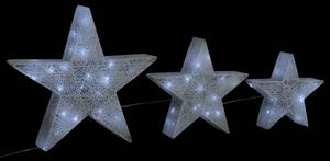 Juldekoration med LED stjärnor 3 st nät vit inne/ute