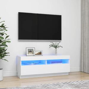 TV-bänk med LED-belysning vit 100x35x40 cm