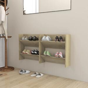 Väggmonterat skoställ 2 st sonoma-ek 60x18x60cm konstruerat trä