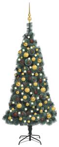Plastgran med LED och julgranskulor grön 120 cm PVC&PE