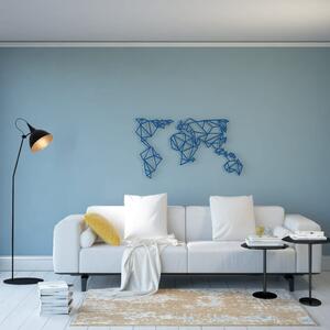 Homemania Väggdekoration World 100x58 cm blå stål