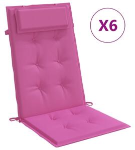 Stolsdynor för stolar med hög rygg 6 st rosa oxfordtyg