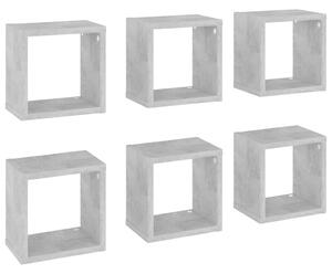 Vägghylla kubformad 6 st betonggrå 22x15x22 cm