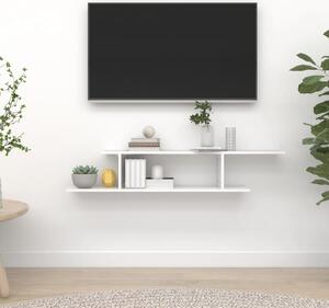 Väggmonterad tv-hylla vit högglans 125x18x23 cm spånskiva