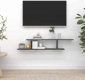 Väggmonterad tv-hylla grå 125x18x23 cm spånskiva