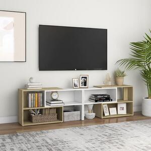 TV-bänk vit och sonoma-ek 149x30x52 cm spånskiva