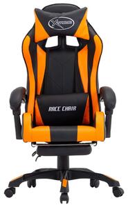 Gamingstol med fotstöd orange och svart konstläder