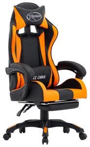 Gamingstol med fotstöd orange och svart konstläder