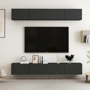 TV-skåp 4 st svart 100x30x30 cm konstruerat trä