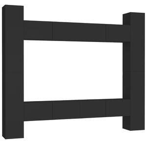 TV-skåp 8 delar svart konstruerat trä