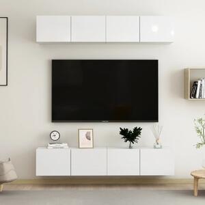 TV-skåp 4 delar vit högglans 80x30x30 cm spånskiva