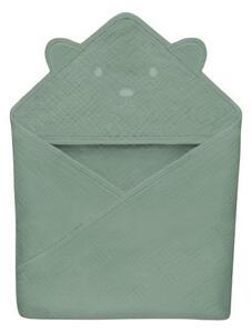 Lionelo - Barnhandduk med huva MUSLIN HOODED TOWEL Grön Skog