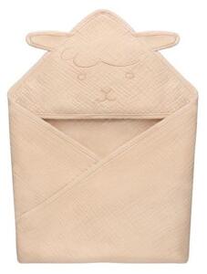 Lionelo - Barnhandduk med huva MUSLIN HOODED TOWEL Beige Cappuccino
