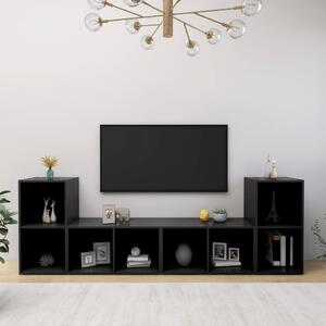 TV-skåp 4 st svart 72x35x36,5 cm konstruerat trä