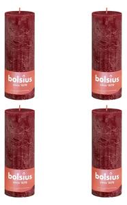 Bolsius Rustika blockljus 4-pack 190x68 mm sammetsröd