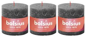 Bolsius Blockljus Shine 3-pack 100x100 mm stormgrå