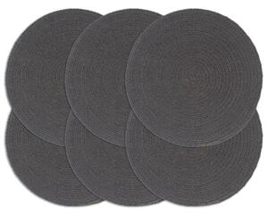 Bordstabletter 6 st mörkgrå 38 cm rund bomull