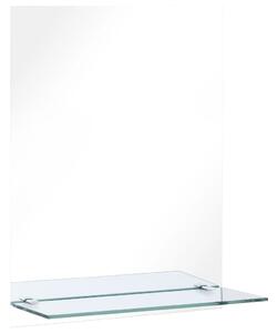 Väggspegel med hylla 50x70 cm härdat glas