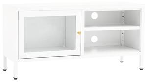 TV-bänk vit 90x30x44 cm stål och glas