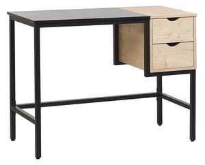 GOLOBO Skrivbord 100 cm med Förvaring 2 Lådor Svart/Ljust Tr -