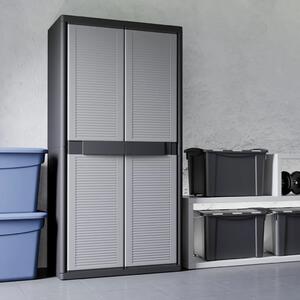 Förvaringsskåp med 2 dörrar 90x54x180 cm svart och grå