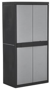 Förvaringsskåp med 2 dörrar 90x54x180 cm svart och grå