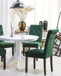 Set av 2 Matstolar Grön Sammetstyg med Dekorativ Ring Glam Modern Design Svarta Träben Beliani