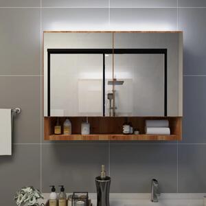 LED-Spegelskåp för badrum ek 80x15x60 cm MDF