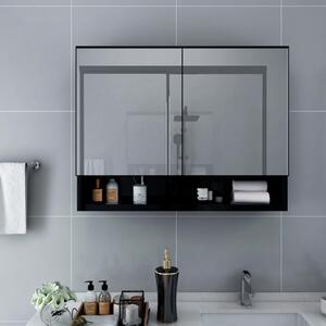 LED-Spegelskåp för badrum svart 80x15x60 cm MDF