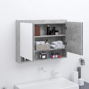 Spegelskåp för badrum betonggrå 80x15x60 cm MDF