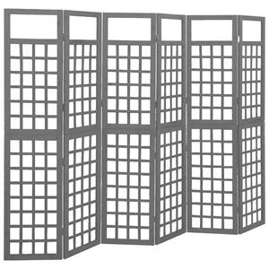 Rumsavdelare/Spaljé 6 paneler massiv gran svart 242,5x180 cm