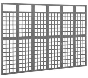 Rumsavdelare/Spaljé 6 paneler massiv gran svart 242,5x180 cm