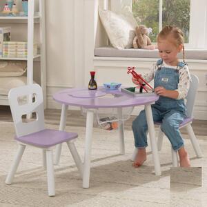 KidKraft Runt bord med förvaring och stolar för barn lavendel och vitt