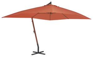 Frihängande parasoll med trästång 400x300 cm terrakotta
