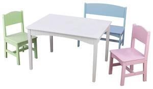 KidKraft Barnmöbelset bord och stolar och bänk Nantucket pastell