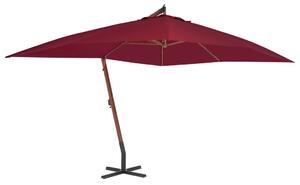 Frihängande parasoll med trästång 400x300 cm vinröd