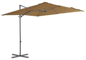 Frihängande parasoll med stålstång taupe 250x250 cm