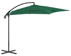 Frihängande parasoll med stålstång 250x250 cm grön