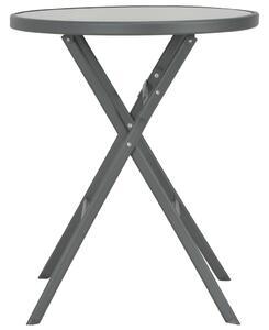 Hopfällbart cafébord grå 60x70 cm glas och stål