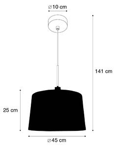 Modern hänglampa svart med skärm 45 cm vit - Combi 1