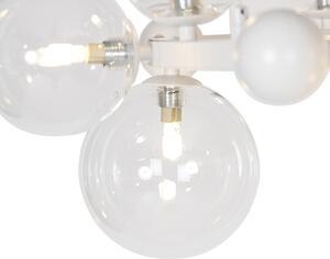 Art Deco hänglampa vit med klarglas 12 lampor - David