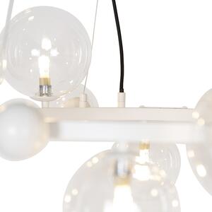 Art Deco hänglampa vit med klarglas 12 lampor - David