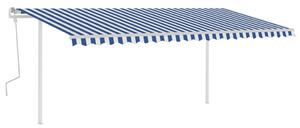 Markis manuellt infällbar med LED 5x3 m blå och vit