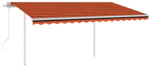 Markis med stolpar automatiskt infällbar 4,5x3 m orange&brun
