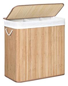 SONGMICS Tv&aumlttkorg med 3 sektioner, lock och handtag med clips, 150L hopf&aumlllbar, f&oumlr tv&aumlttstuga, sovrum, bad