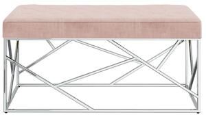 Bänk 97 cm rosa sammetstyg och rostfritt stål