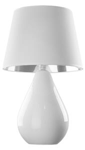 TK Lacrima bordslampa - silver, vitt tyg och vitt glas