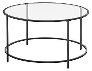 VASAGLE runt soffbord, glasbord med stålram, vardagsrumsbord, soffbord, härdat glas, svart LGT021B01