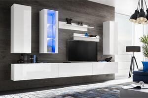 TV-möbel 8 delar med LED-belysning högglans vit
