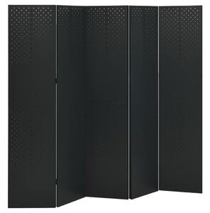 Rumsavdelare 5 paneler svart 200x180 cm stål